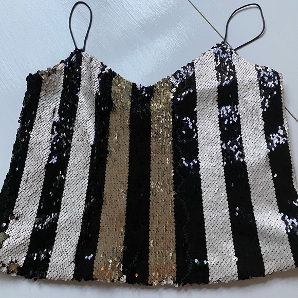 trf collection flip sequin top by zara size x small - Picture 4 of 10